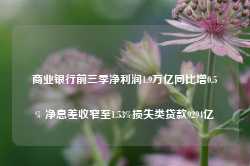 商业银行前三季净利润1.9万亿同比增0.5% 净息差收窄至1.53%损失类贷款9294亿